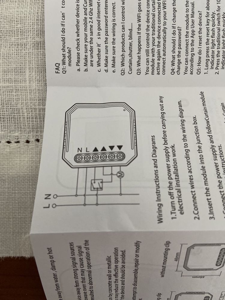 Modulo interruptor de estore wifi (tuya)