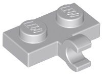 LEGO 11476 Płytka 1x2 klip Jasno szara (Light Bluish Gray)