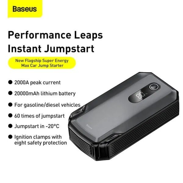 Бустер Baseus MAX Car JampStarter Super Energy 3in1 12V 20000mAh 2000A
