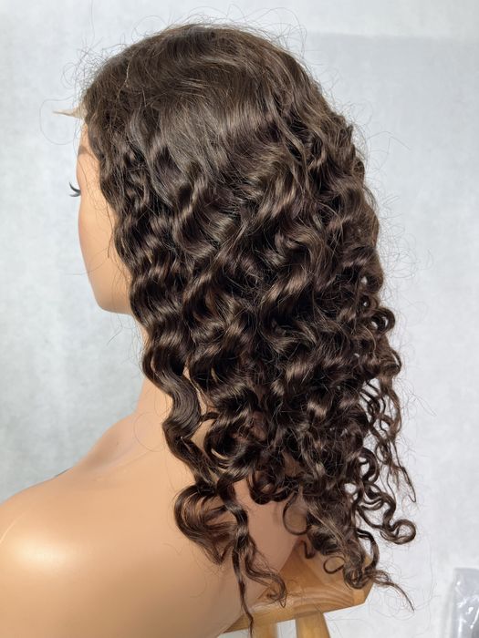 Cudowne, miękkie brązowe fale włosy naturalne peruka Mikroskora