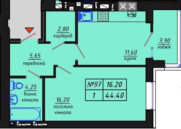 1-но кімн квартира в ЖК “Глорія”