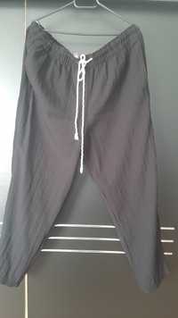 Czarne spodnie damskie, letnie, cienkie h&m, rozmiar xxl