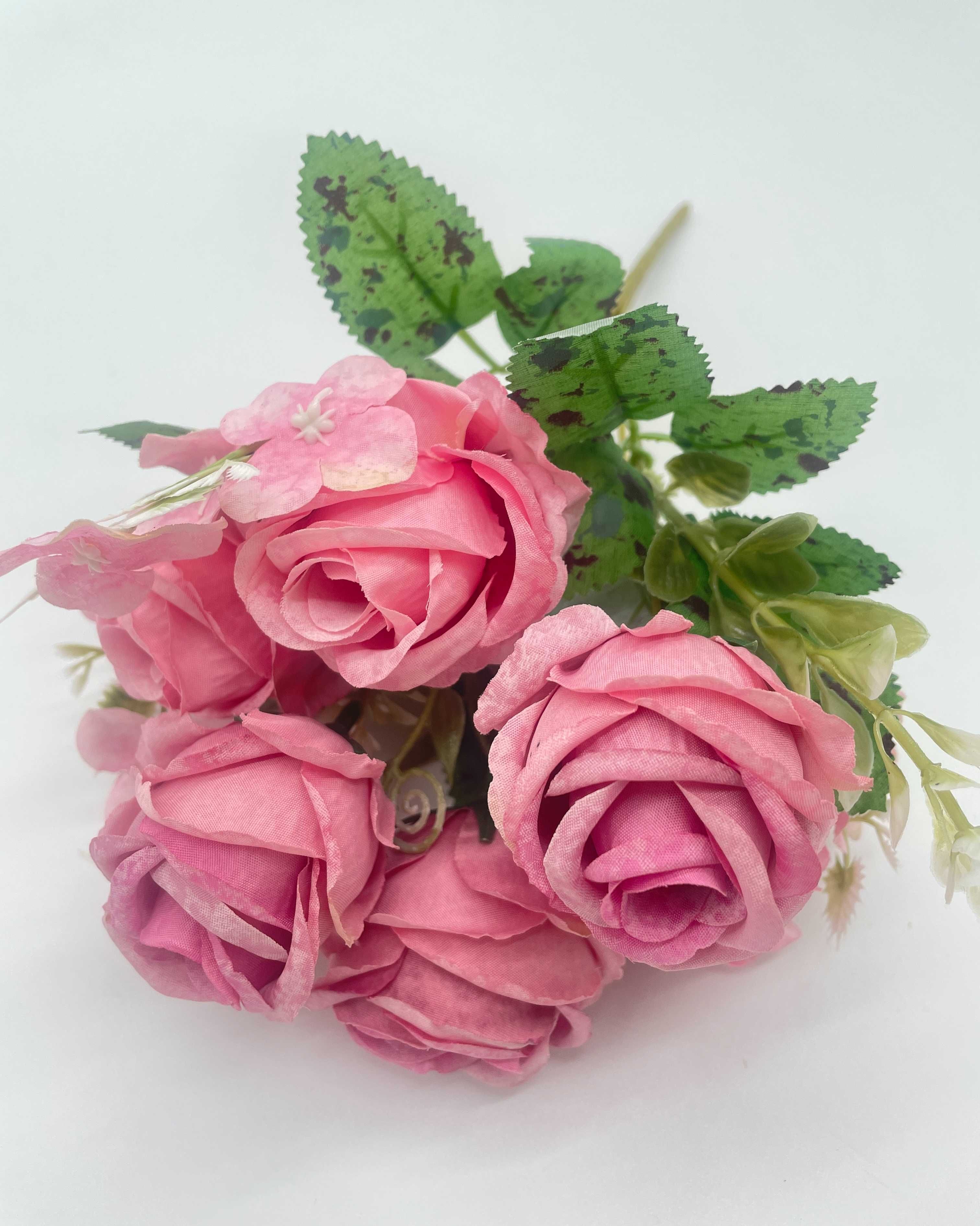 Bukiet Kwiatów Róży Różowy Wazon 29 cm Kwiaty Sztuczne