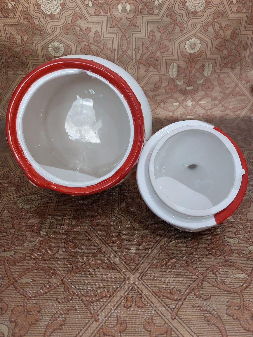 Ceramiczny bałwanek pojemnik na ciastka cukierki słodycze
