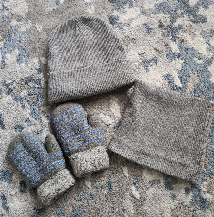 Набір шапка зимова для хлопчика хомут рукавиці теплі комплект