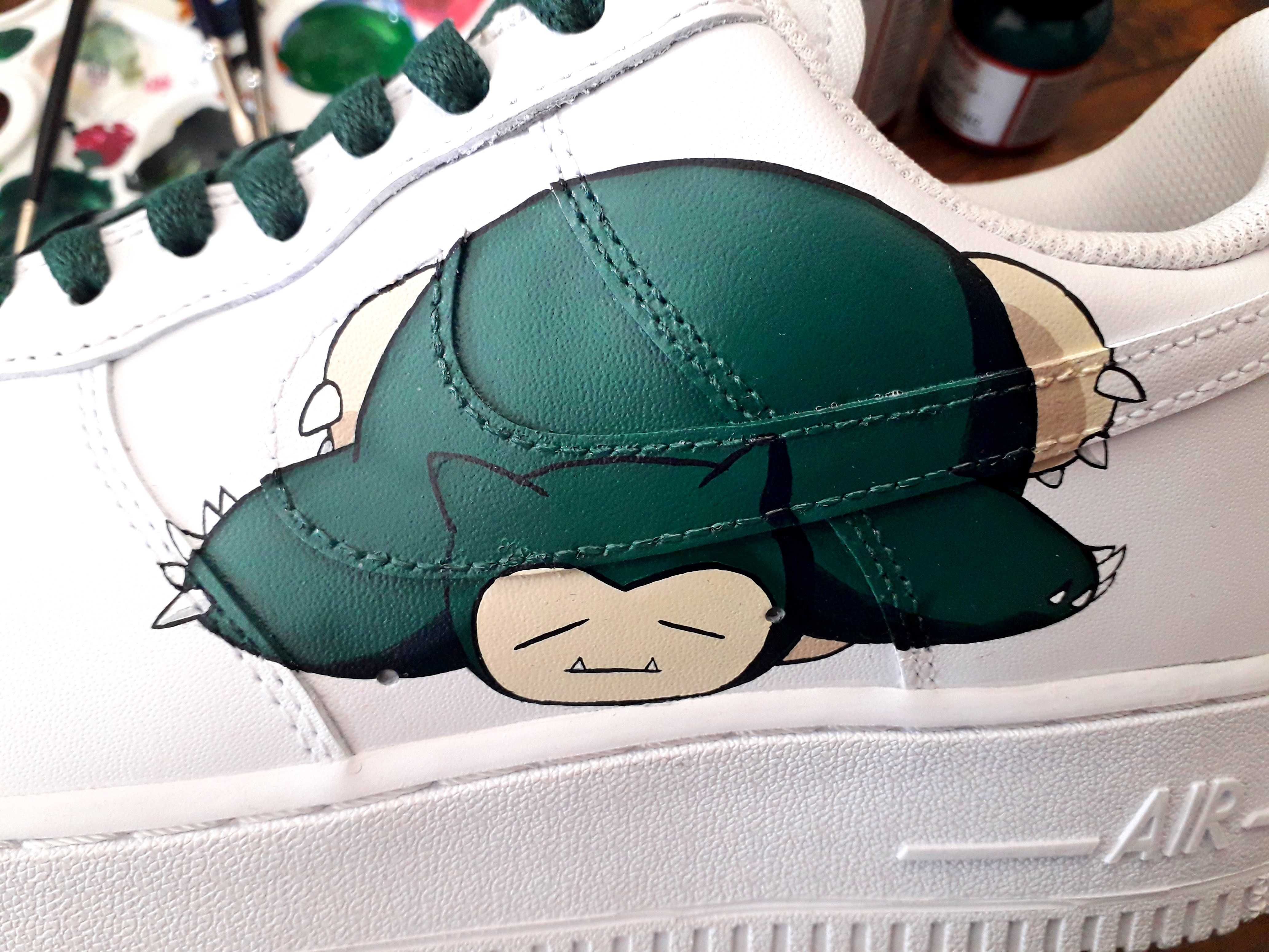 Pokemon Snorlax Nike air force 1 '07 custom ręcznie malowane buty 43