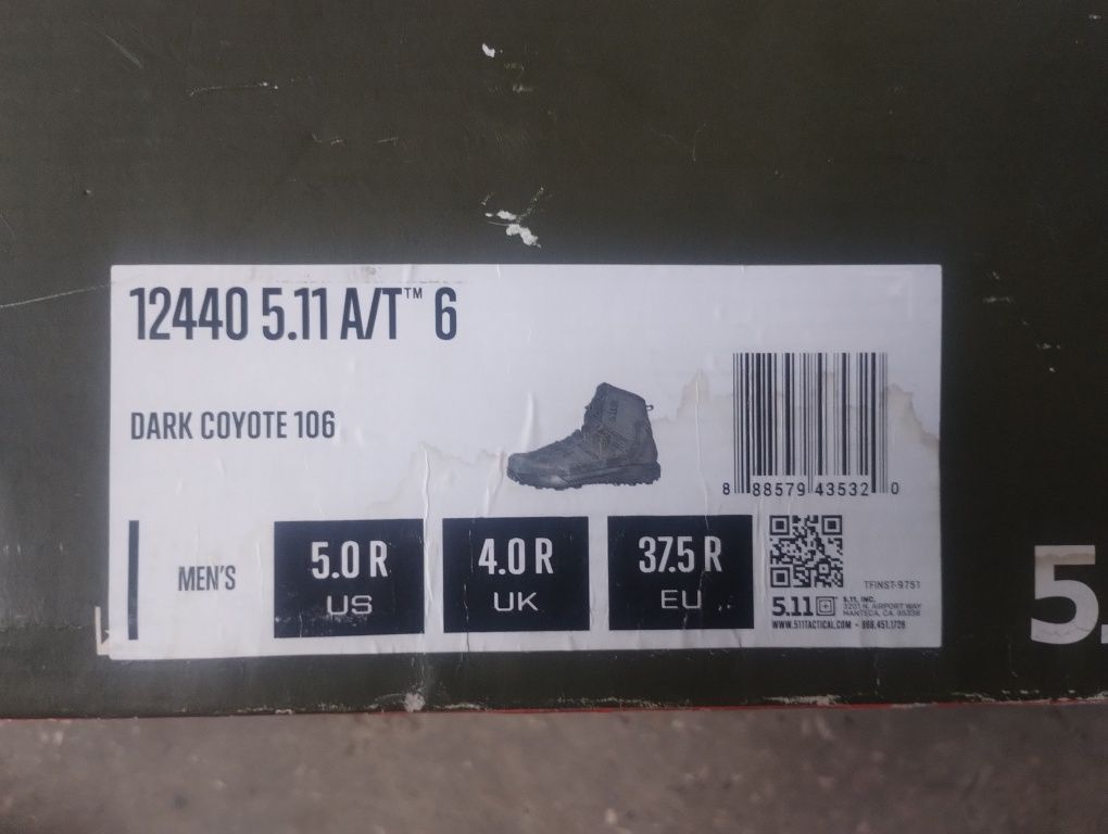 Тактичні черевики 5.11 Tactical A/T 6' Boot Dark Coyote