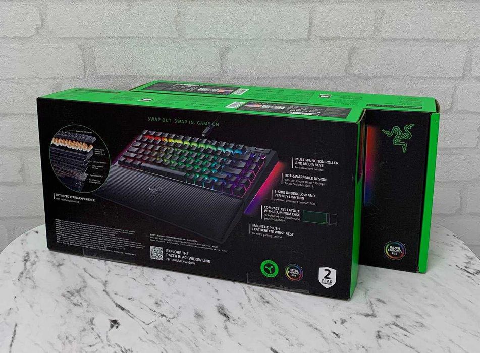 Клавіатура Razer BlackWidow V4 75% Black Гравіювання ENG/UA