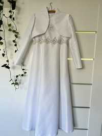 Sukienka komunijna dl. sukienki 128cm  w zestawie buty