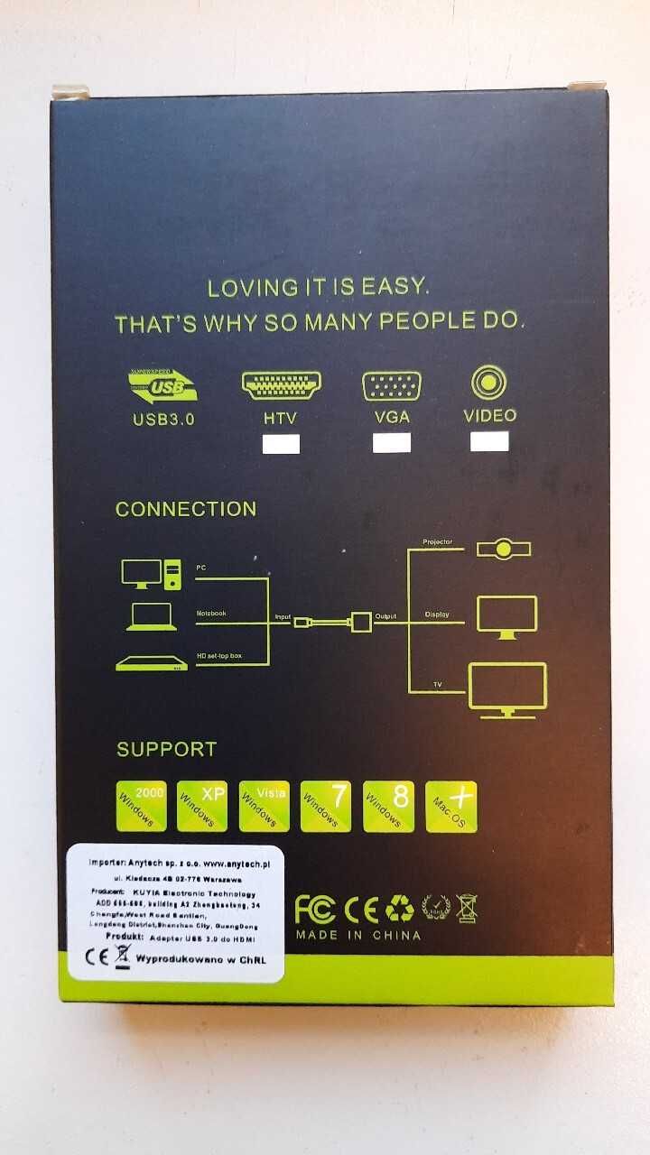 Adapter przejściówka USB 3.0 do HDMI