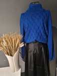 Chabrowy niebieski sweter golf z wełną Virgin wool Vintage