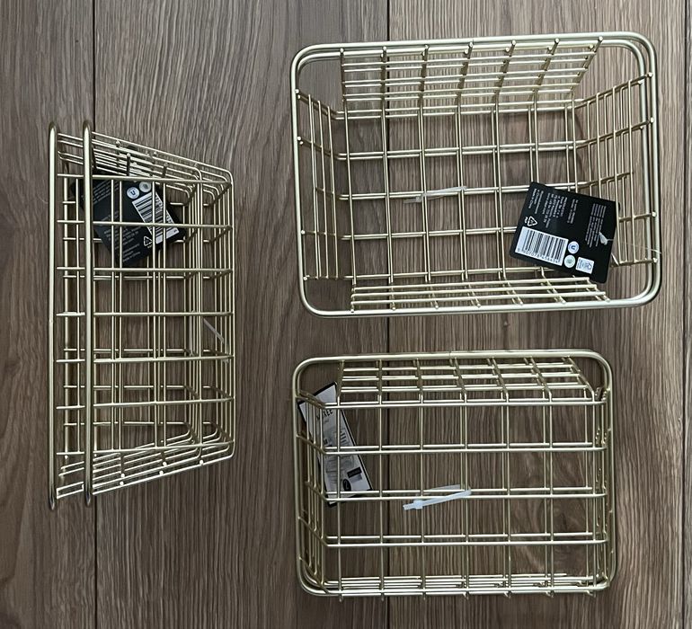 Kosze złote metalowe do organizacji kuchni łazienki 20 x 15 cm 6 szt