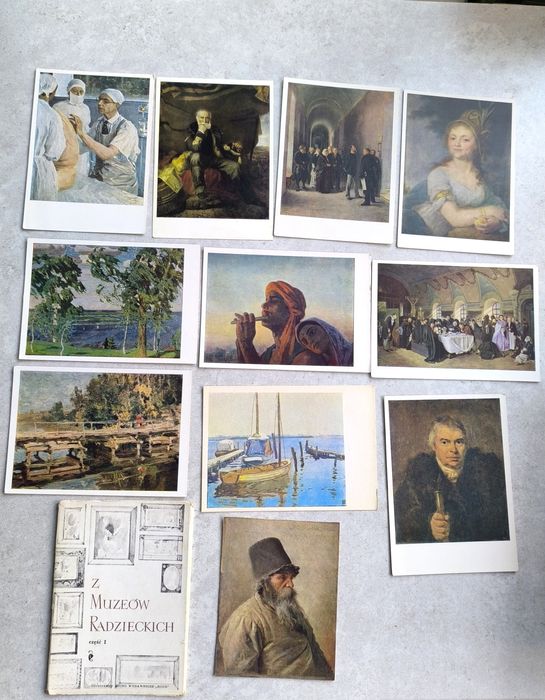Dwa stare zestawy pocztówek z 1966 r. – reprodukcje obrazów z muzeów r