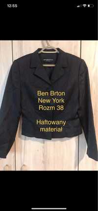 Ben Barton NewYork 38 żakiet damski czarny haftowana Vintage wiskoza