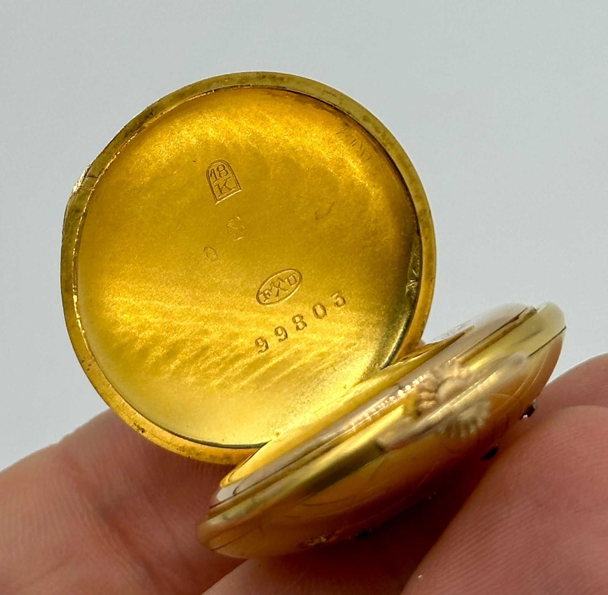 zegarek kieszonkowy złoty 18k 750 z diamentami *MEDALE 1900*