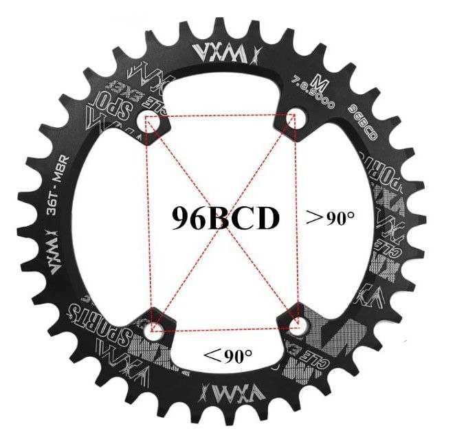 Зірка неспадайка Narrow Wide 96 ВСD  30Т/32T/34T/36/38T Асиметрична
