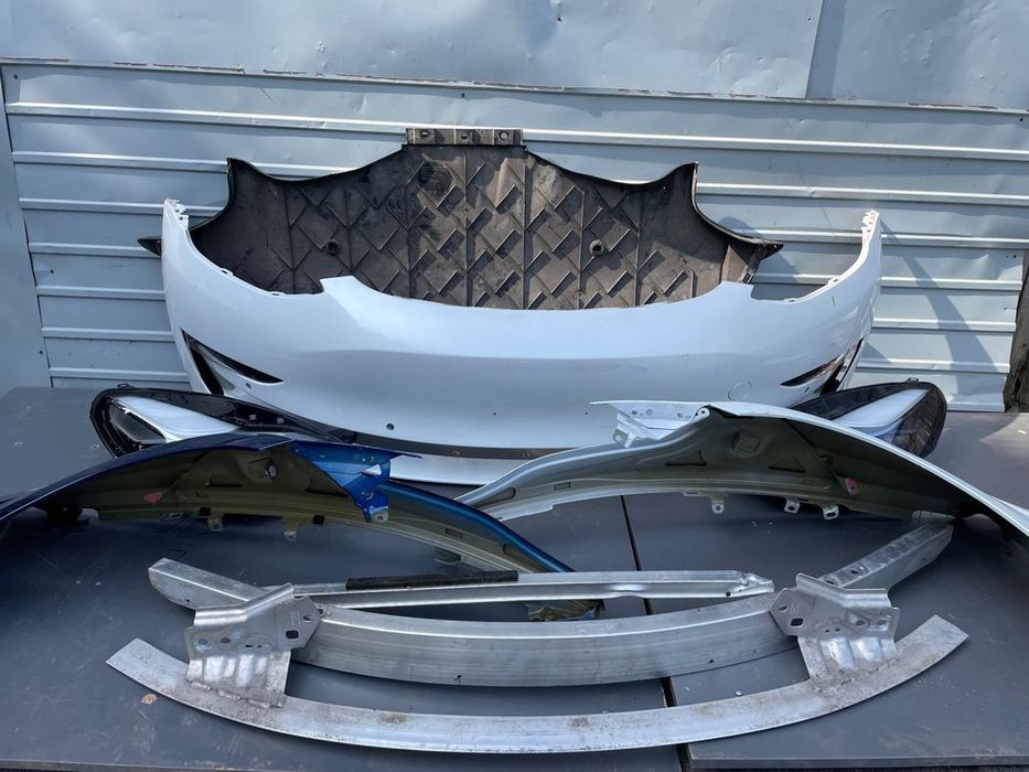 przód tesla model 3 zderzak maska belka pas lampa wzmocnienie błotni
