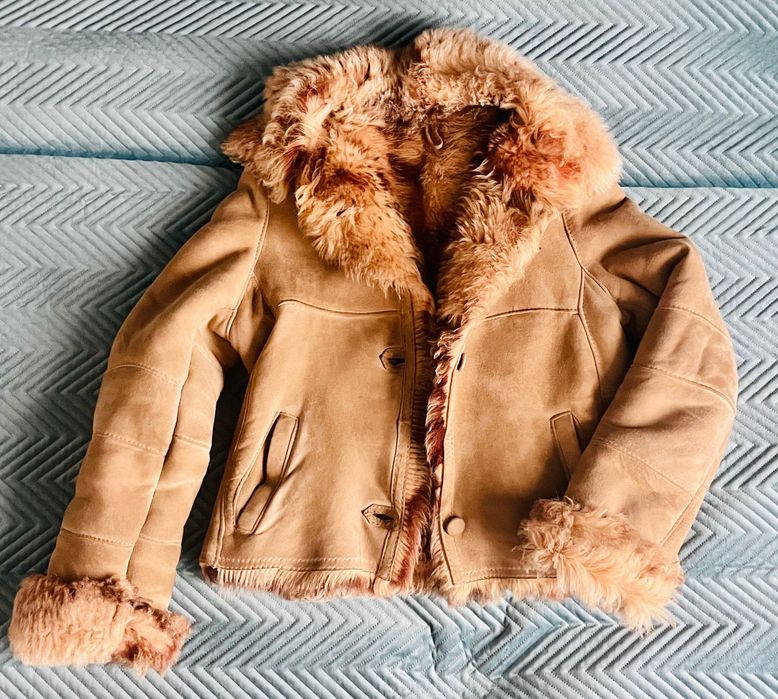 Kurtka, kożuch, kożuszek damski. Krótki, lekki i miły w dotyku, 34/36