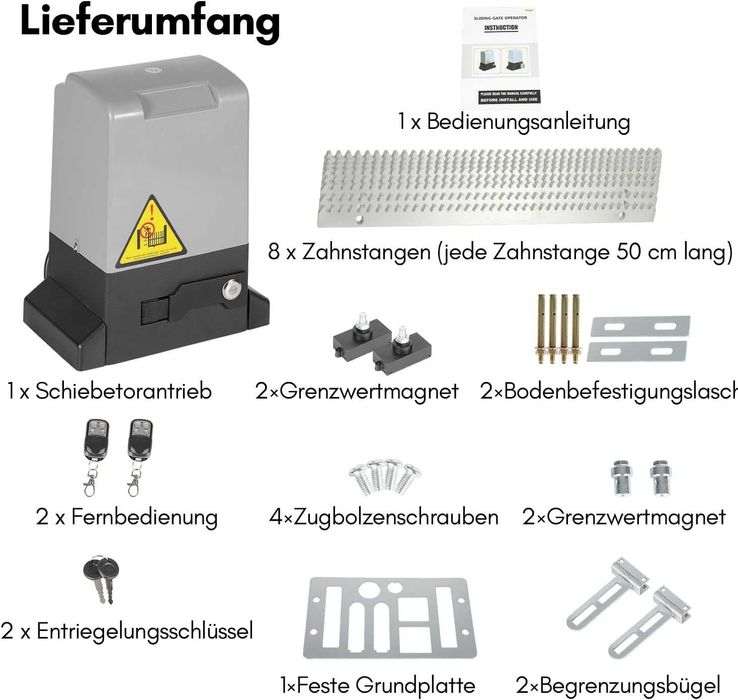 Motor de portão de correr 370W Bluetooth WIFI com comando