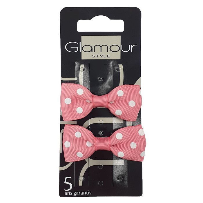 Glamour Spinki Do Włosów Z Kokardą Różowe 2Szt (P1)
