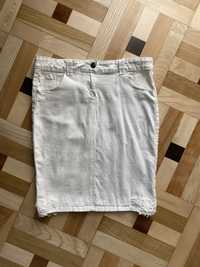 krótka spódniczka spódnica biała Pepco dżinsowa z kieszeniami