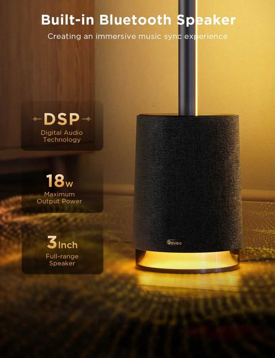 Розумна лампа/торшер з колонкою Govee Floor Lamp Pro (Чорний колір)