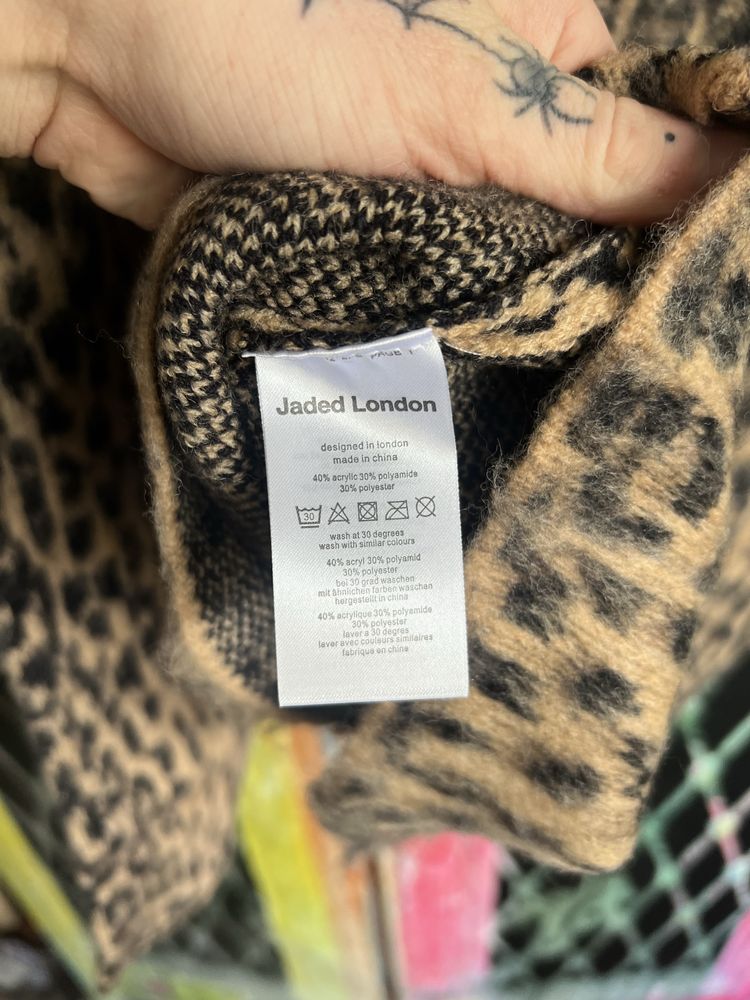 Uniseks panterkowy sweter kardigan Multi Leopard Cardigan Jaded London