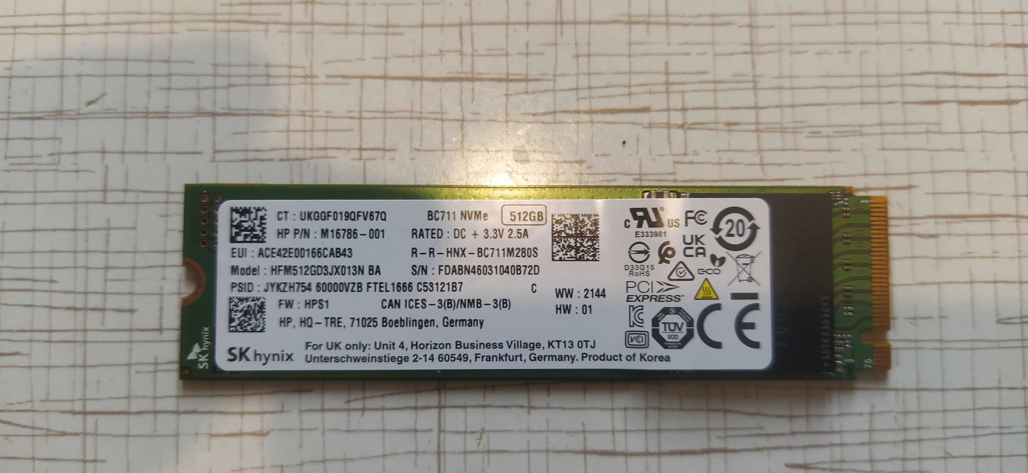 Продам SSD M.2 (hfm512gd3jx013n)
