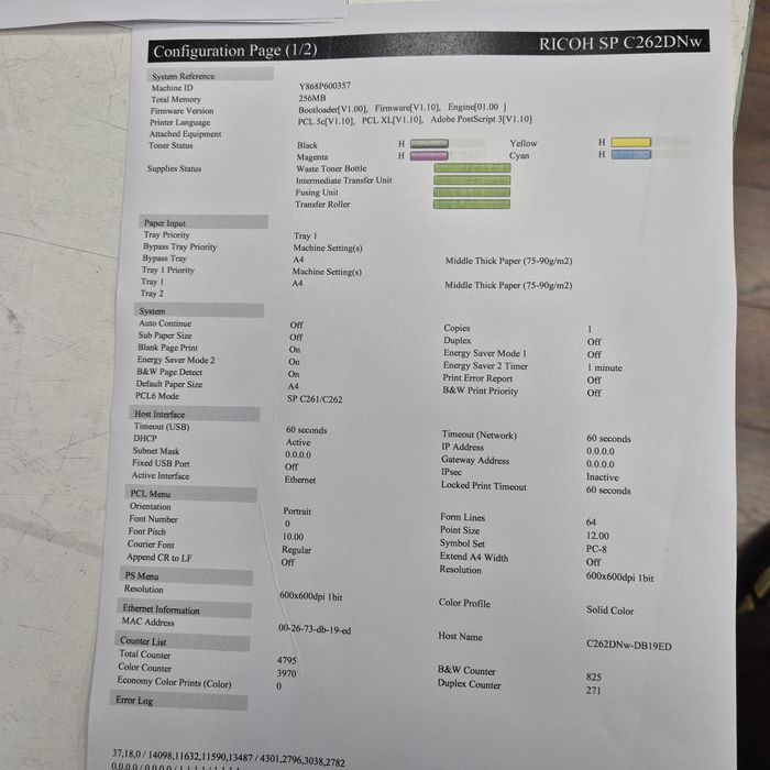 Ricoh C262DNw  Wi-Fi Лазерный Цветной Принтер й цкв