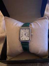Zegarek damski zielony srebrny ozdobny