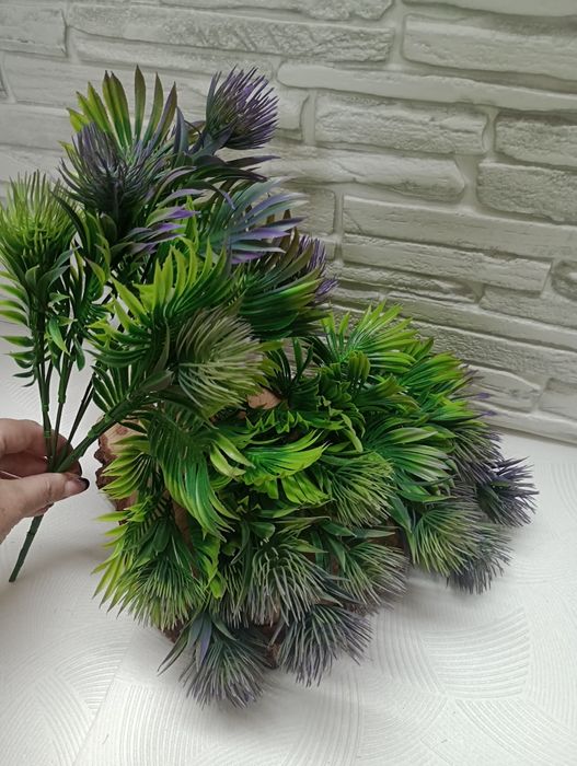 Bukieciki zielone z fioletem 3 sztuki