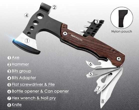 Multitool Raxco narzędzie wielofunkcyjne, 8w1, Na prezent