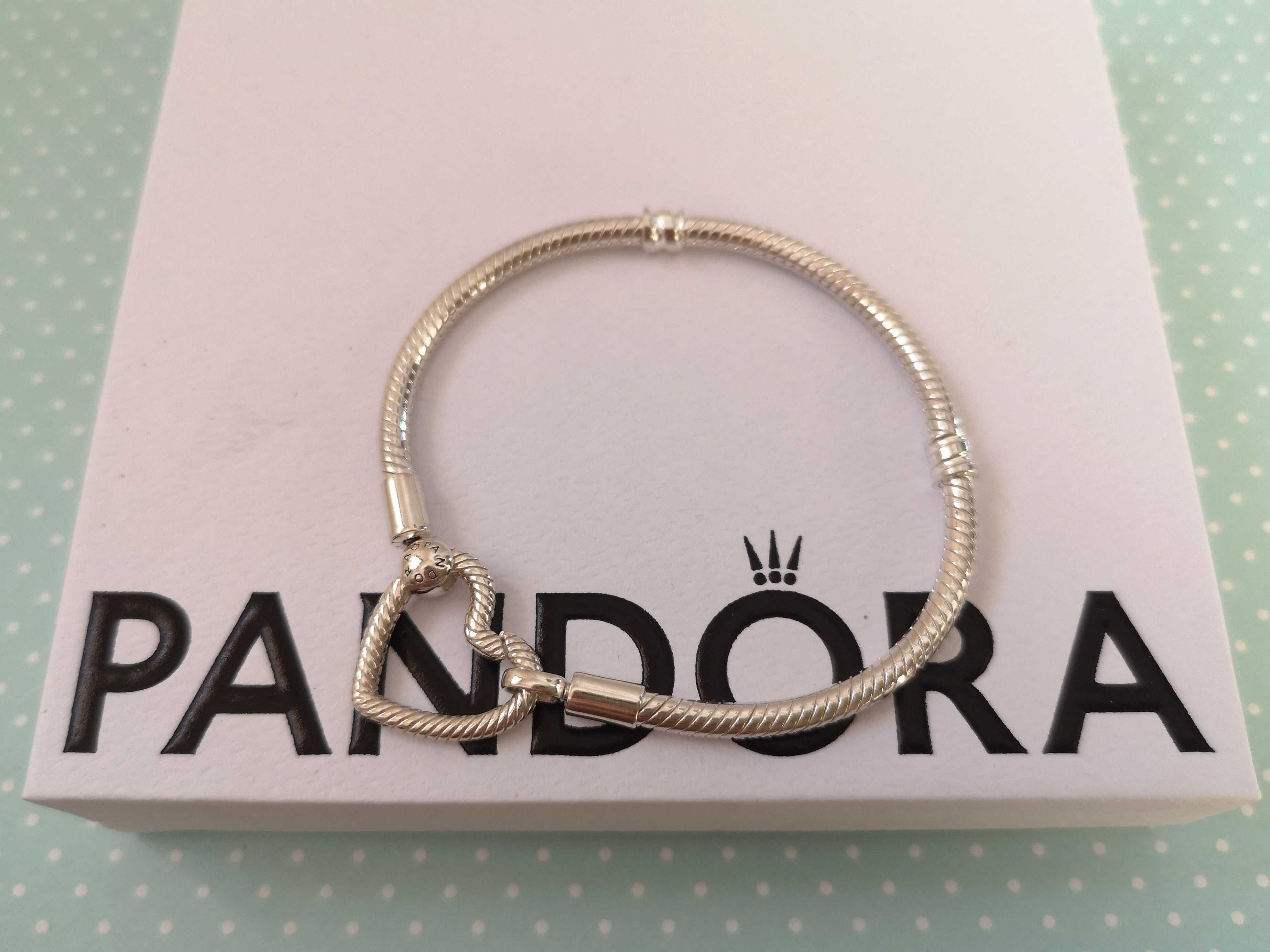 Pandora bransoletka moments żmijka serduszko serce srebrna 16cm