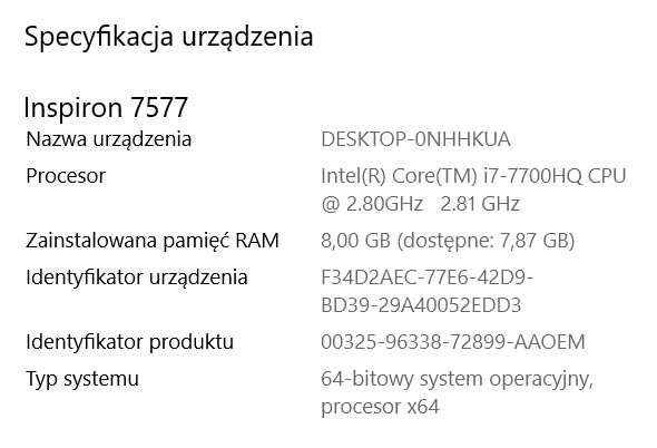 Laptop Gamingowy Dell Inspiron 7577 15" Stan idealny!