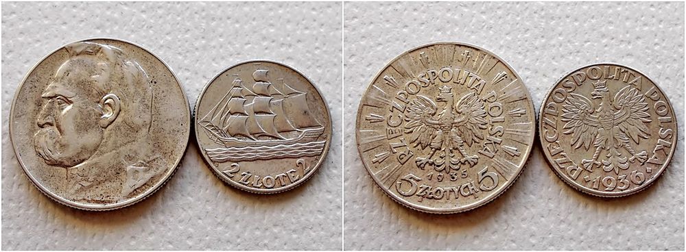 Zestaw srebrnych monet