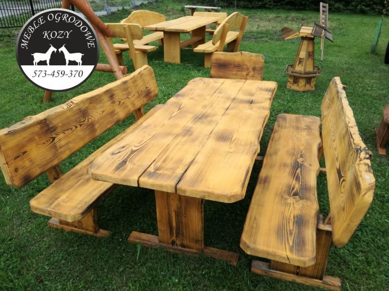 Drewniane meble ogrodowe góralskie biesiadne / lite drewno /stół ławki