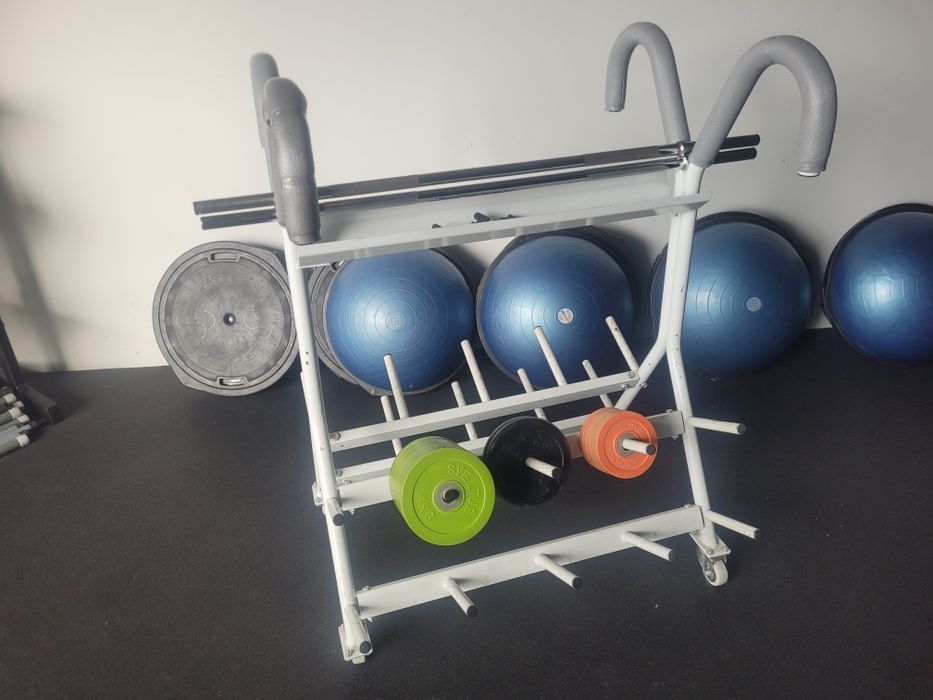 BODY PUMP FITNESS Mobilny stojak, pojemny, sztangi, talerze