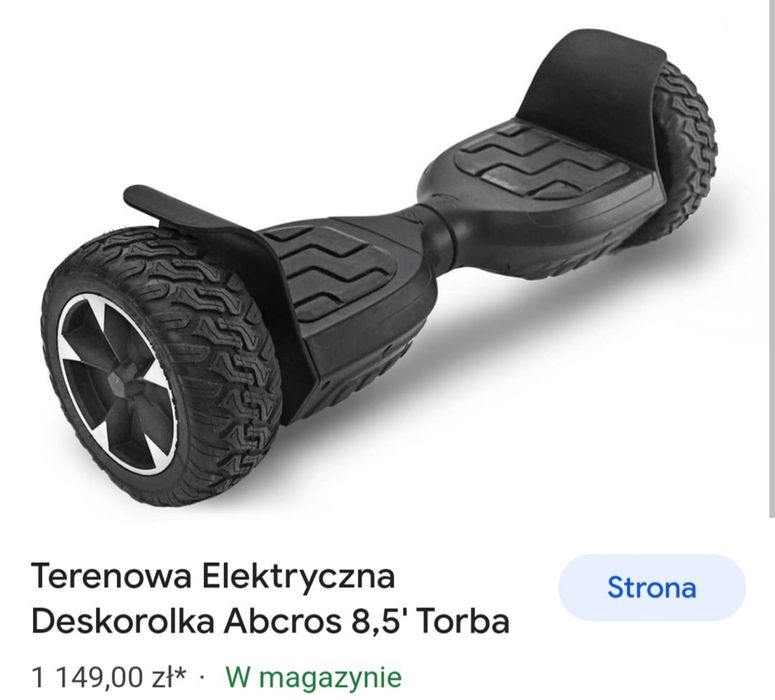 Deskorolka elekrtyczna terenowa Abcros 8,5 Torba