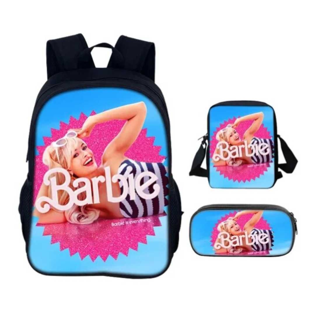 Mochila Escolar da Barbie 3 peças - Mochila + Lancheira + Estojo