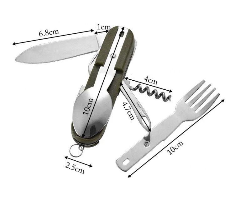 Туристичний складний ніж 7в1, столових приладів у чохлі