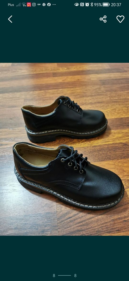 Buty Męskie Extra Mocne Gruby Spód Skórzane