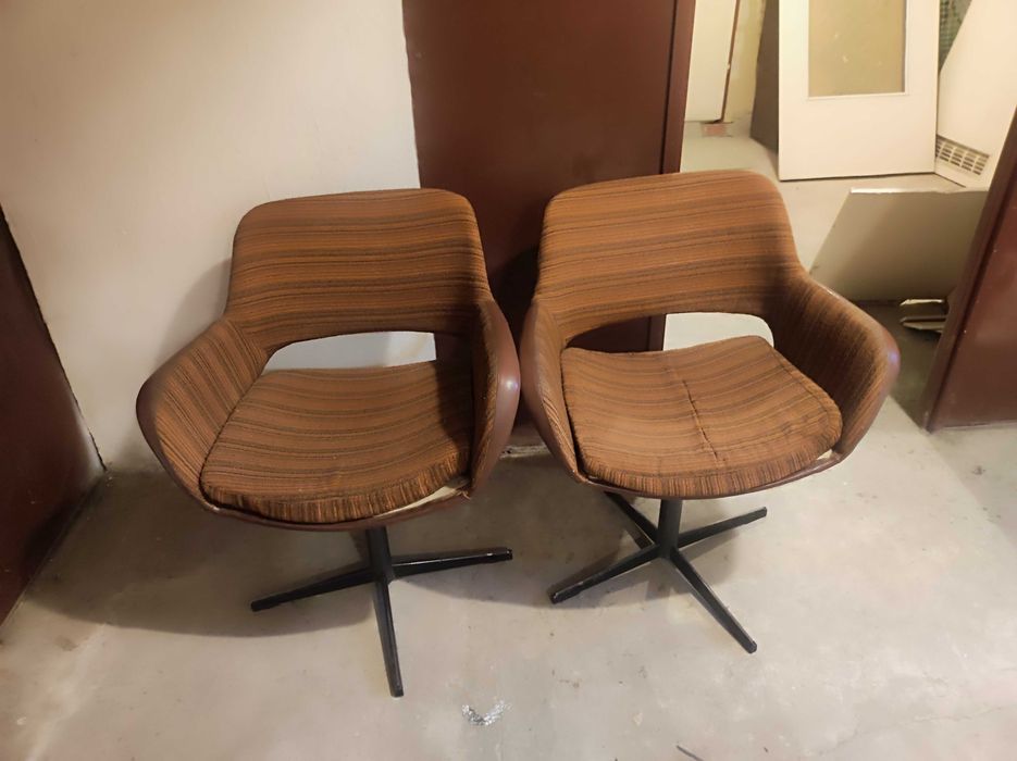 2 krzesła obrotowe vintage PRL, lata 70/80 – komplet