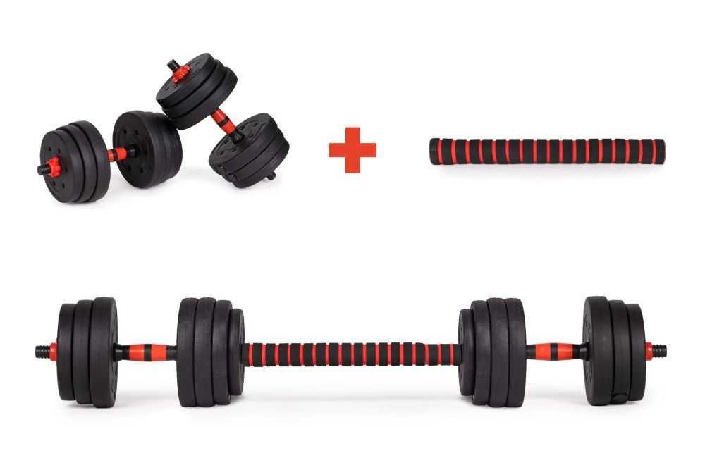Komplet HANTLE REGULOWANE 2x10 kg Ciężary Bitumiczne + SZTANGA