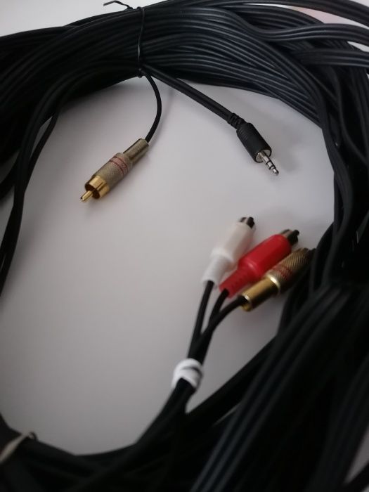 Kabel audio video 3x chinch, jack 3,5. +chinch, 15 metrów