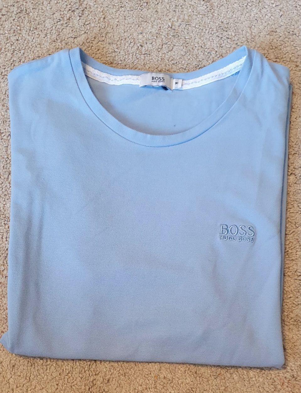 T-shirt azul com decote redondo da Hugo Boss