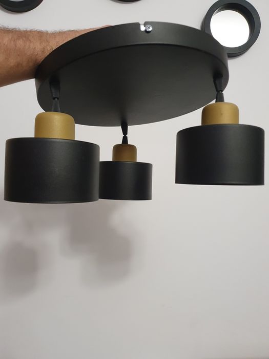 Lampa Sufitowa Żyrandol Plafon Classic Spot EZ3 LED E27 Black Gold