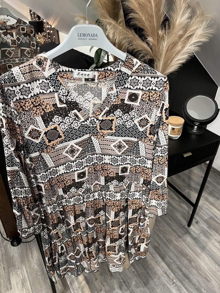 Sukienka wzory etniczne, one size, stan bdb