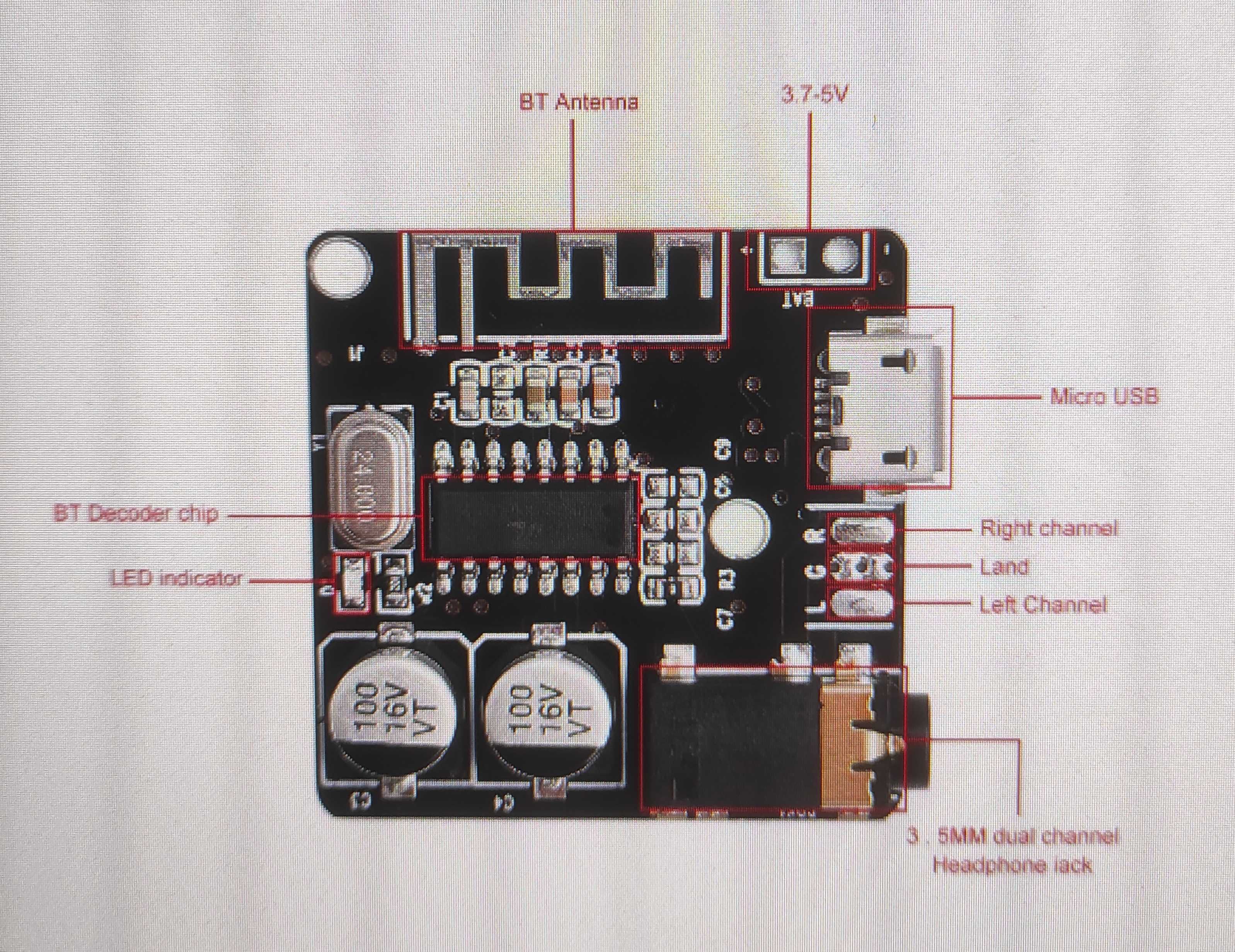 Блютуз аудіо приймач Bluetooth 5.0 Audio Receiver - плата