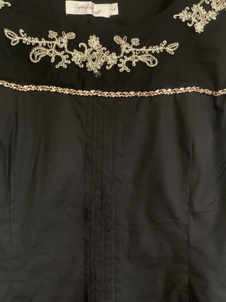 Sukienka tunika NOWA mała czarna haft łańcuszek