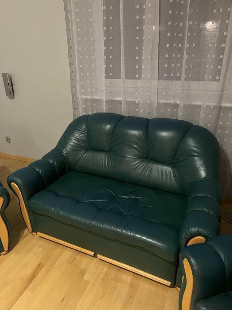 Zestaw mebli salonowych ciemnozielonych